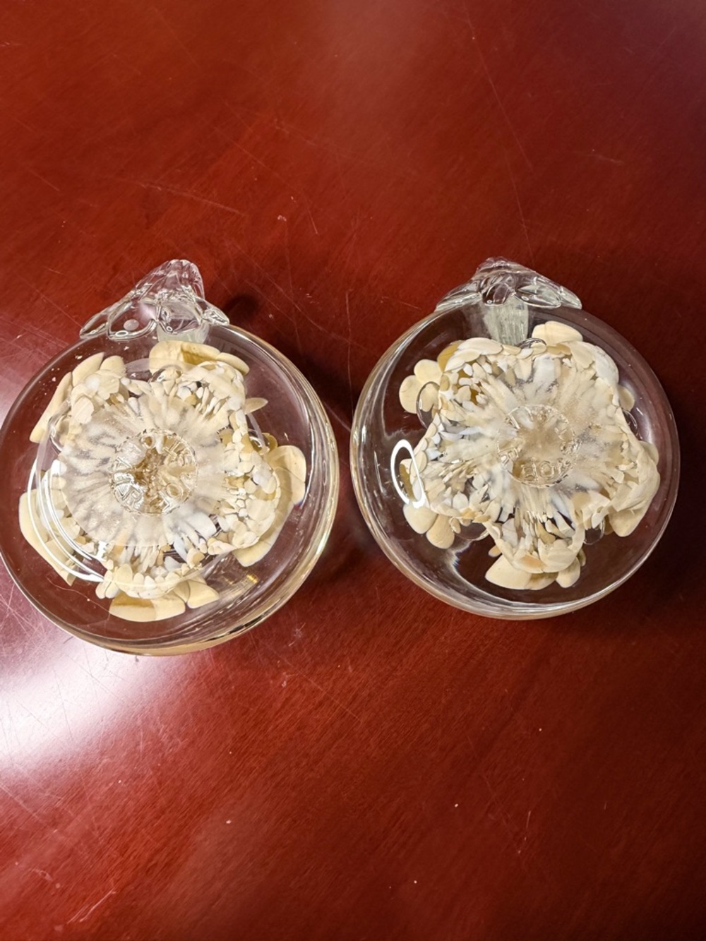 Vintage Joe St Clair Art Glass Candle Holders White/Yellow Flower Set of 2 - Picture 3 of 4